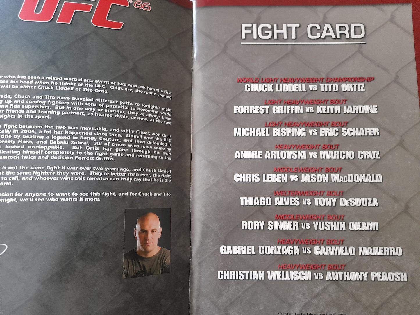 UFC 66: Chuck Liddell Vs Tito Ortiz 2 - Official Event Program (2006)