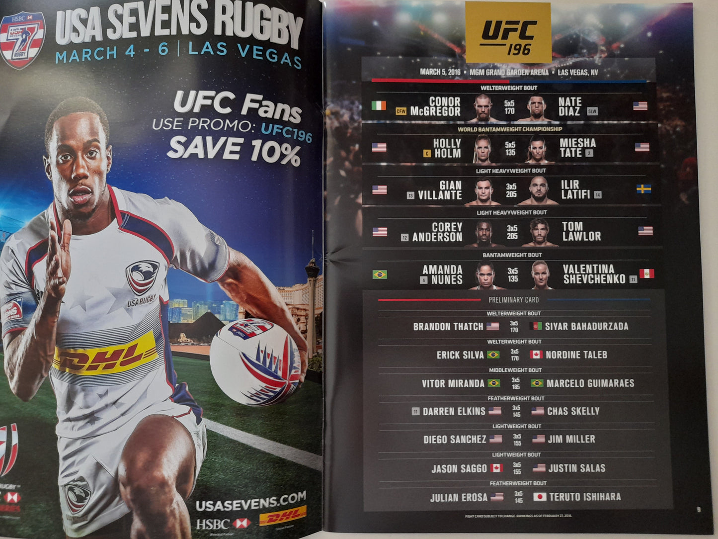 UFC 196 - McGregor Vs Diaz - Official Event Program (2016)