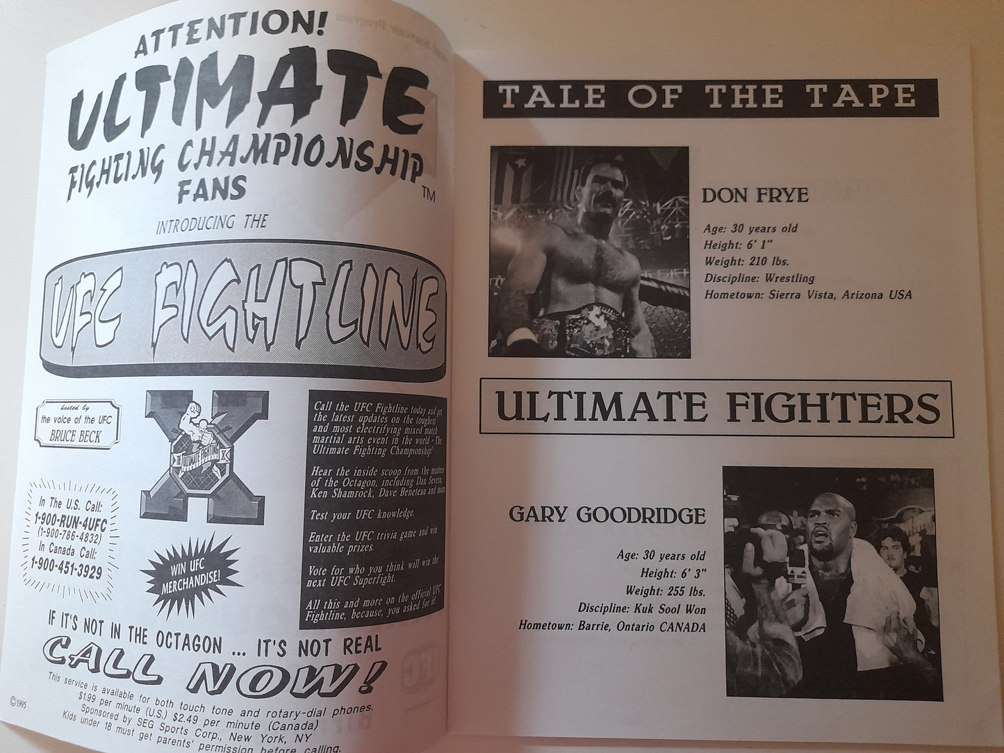 UFC X: The Tournament - Coleman Vs Frye - Official Event Program (1996)