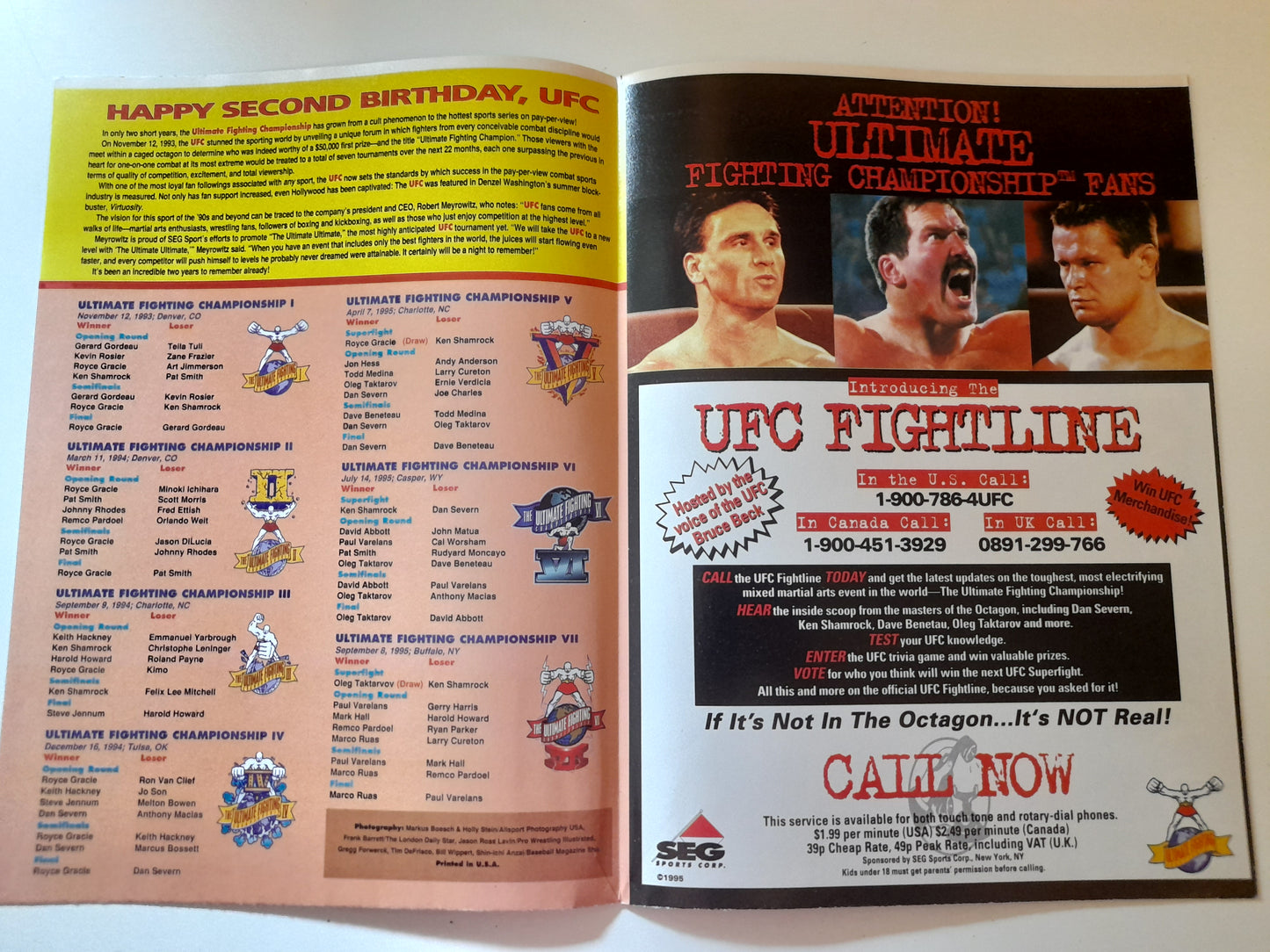 UFC 7.5: The Ultimate Ultimate 95 - Official Souvenir Poster/Program (1995)