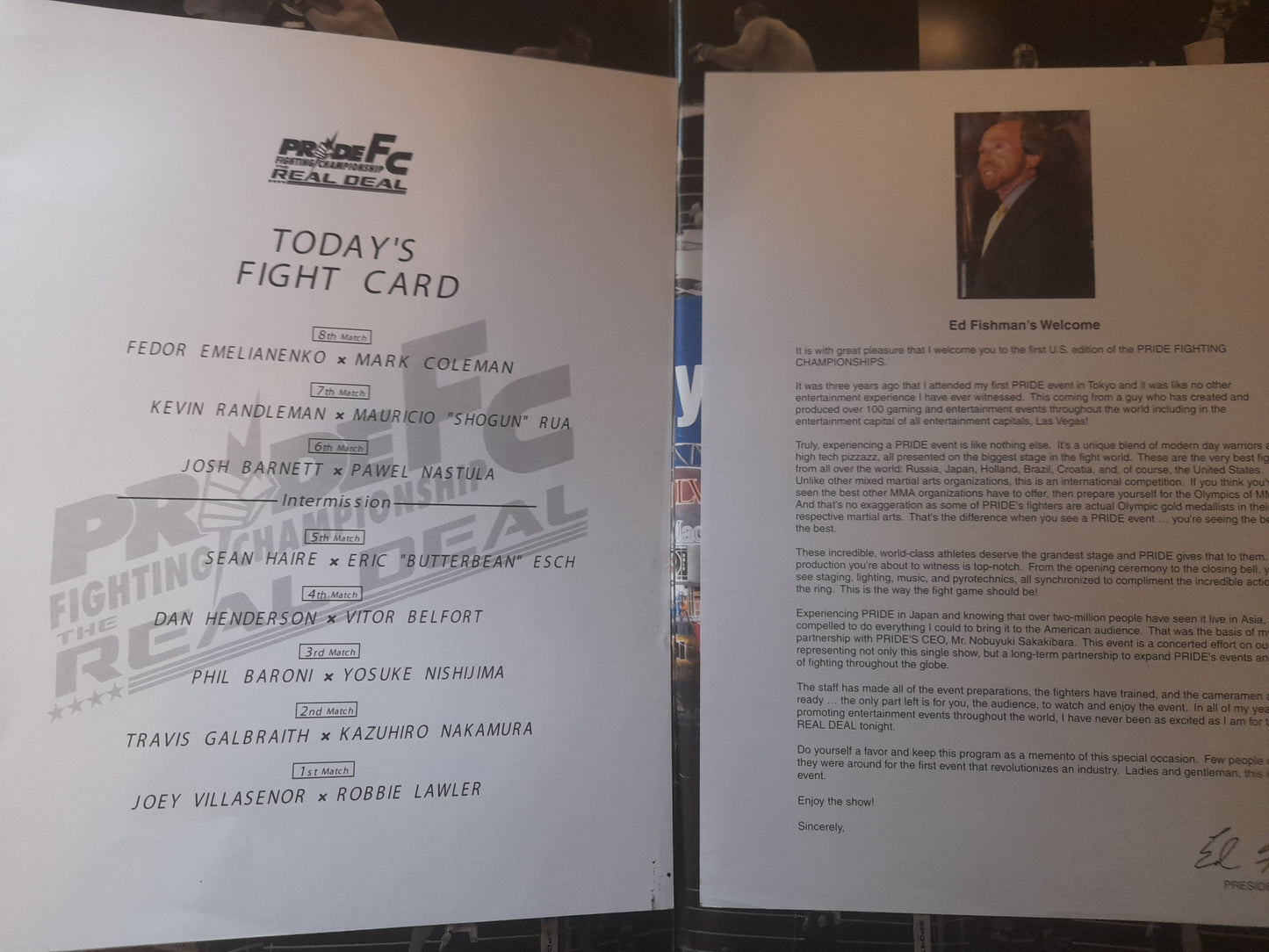 Pride FC 32 The Real Deal (USA) - Fedor Emilianenko Vs Mark Coleman (2006) - Official Event Program