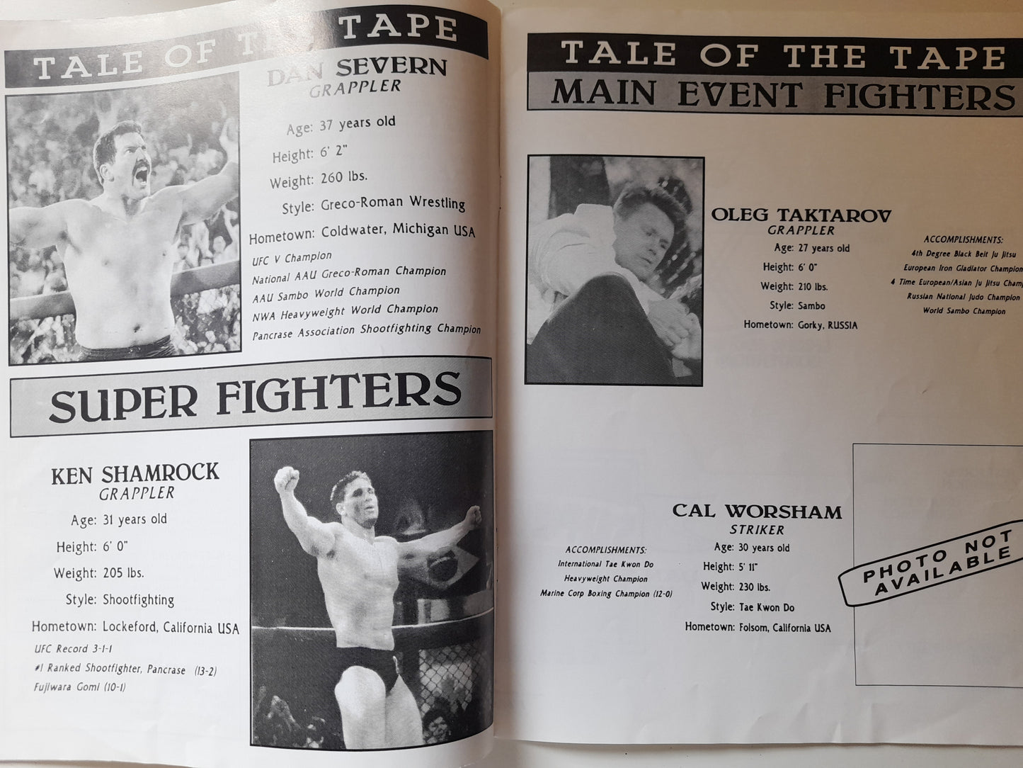 UFC VI: Clash of the Titans - Shamrock Vs Severn - Official Event Program (1995)
