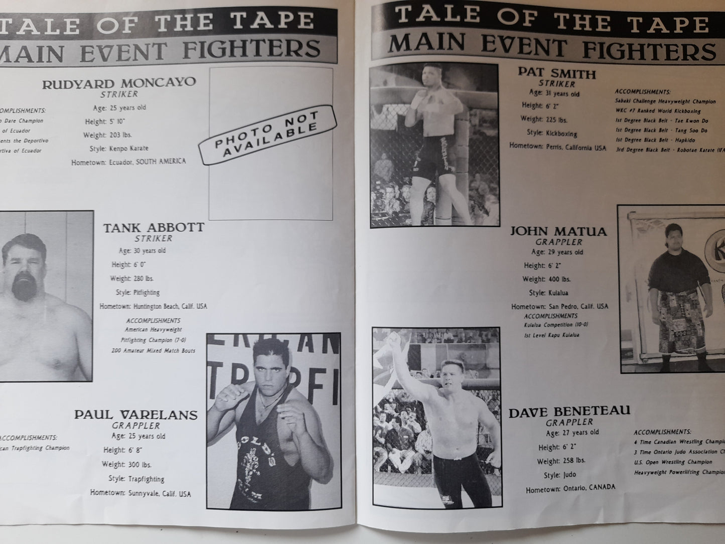 UFC VI: Clash of the Titans - Shamrock Vs Severn - Official Event Program (1995)