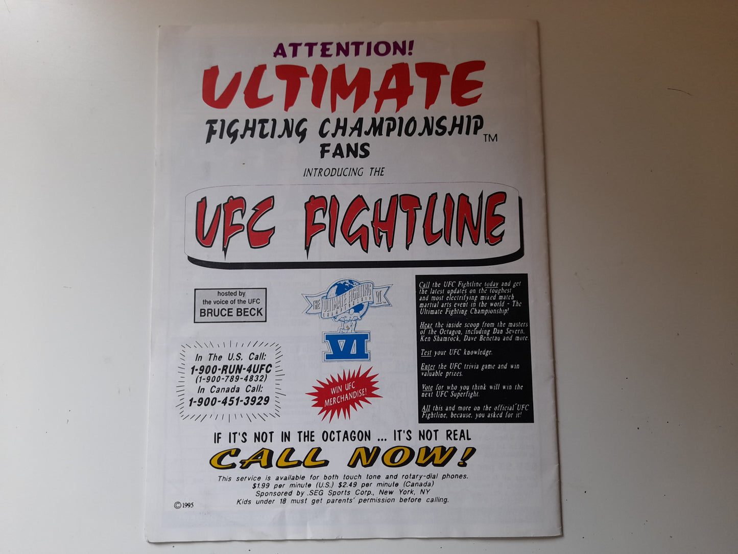 UFC VI: Clash of the Titans - Shamrock Vs Severn - Official Event Program (1995)