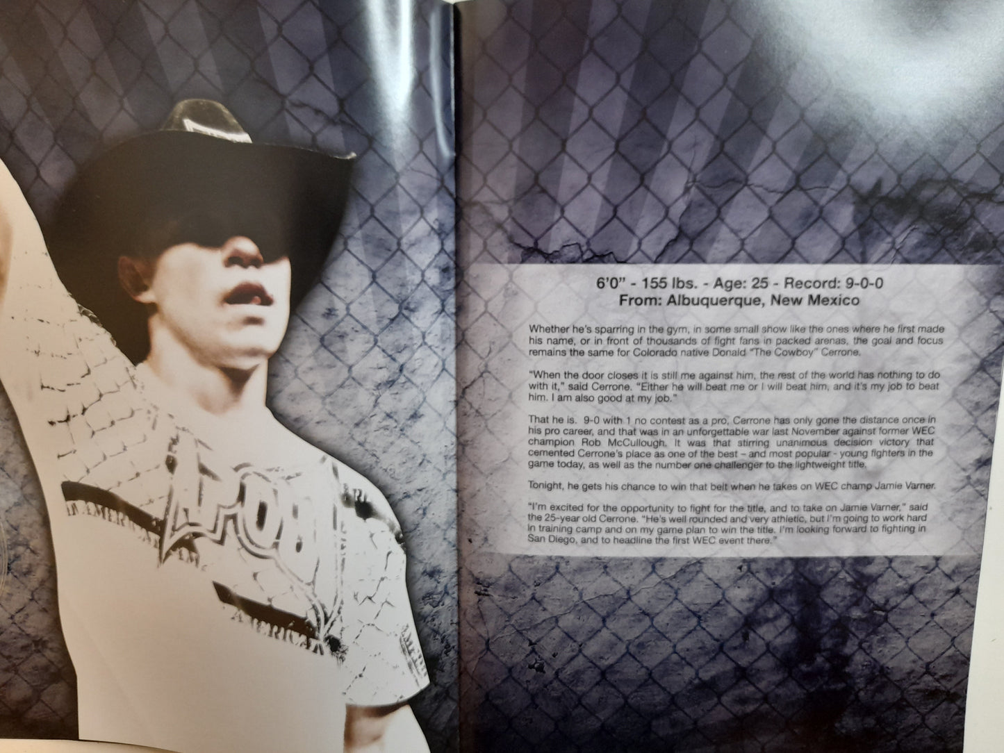 WEC 38 - Varner Vs Cerrone - Official Event Program (2009)