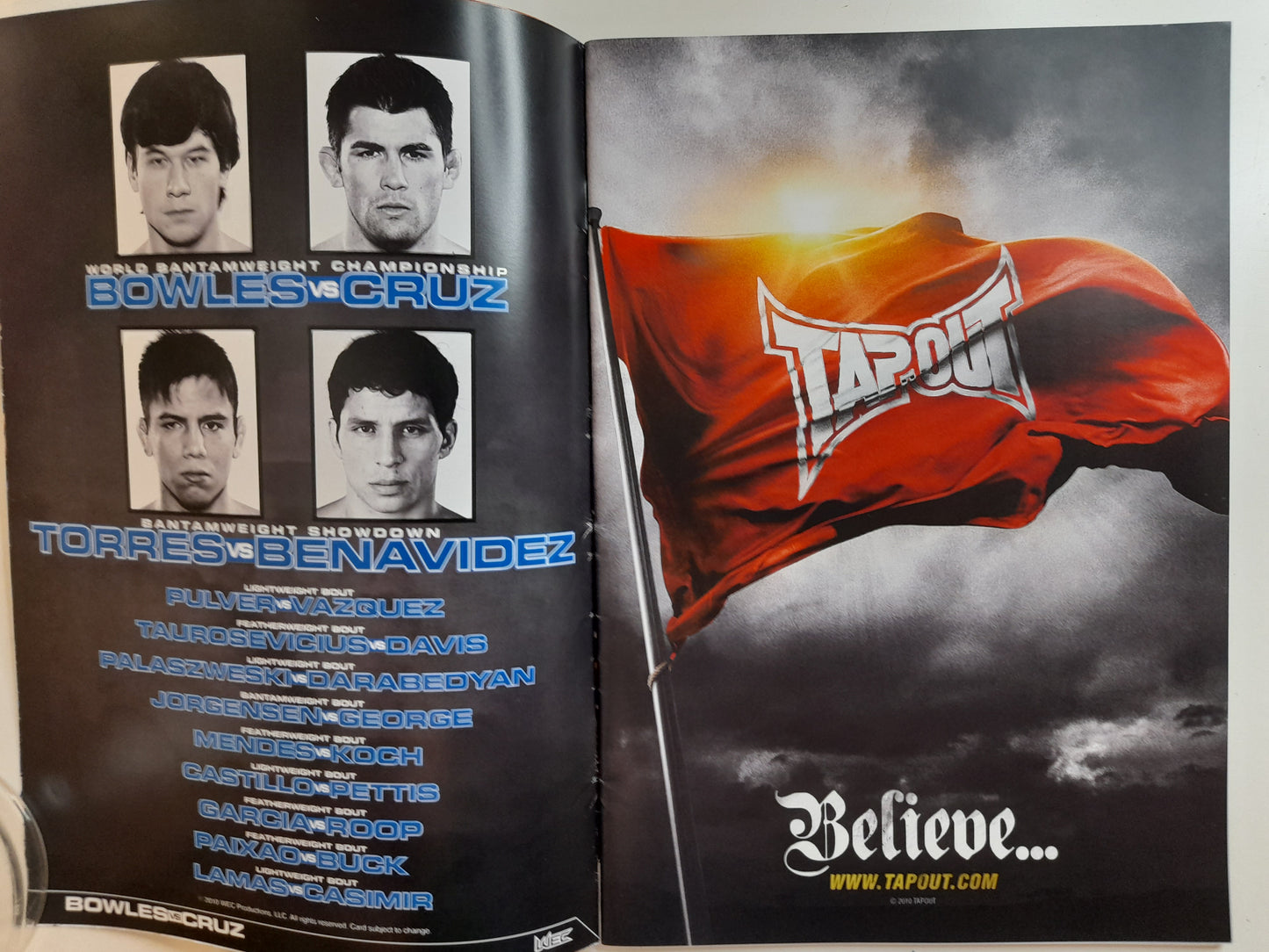 WEC 47 - Bowles Vs Cruz - Official Event Program (2010)