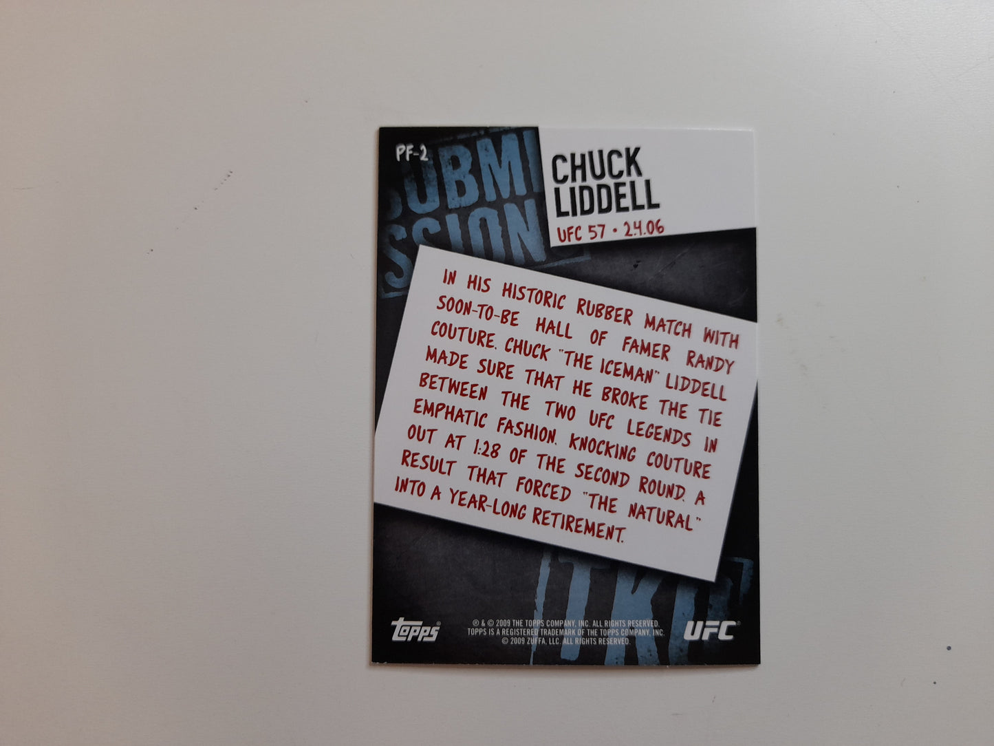 Chuck "The Iceman" Liddell - Official Trading Card - #PF-2 - Topps UFC Round2 Photo Finish (2009)