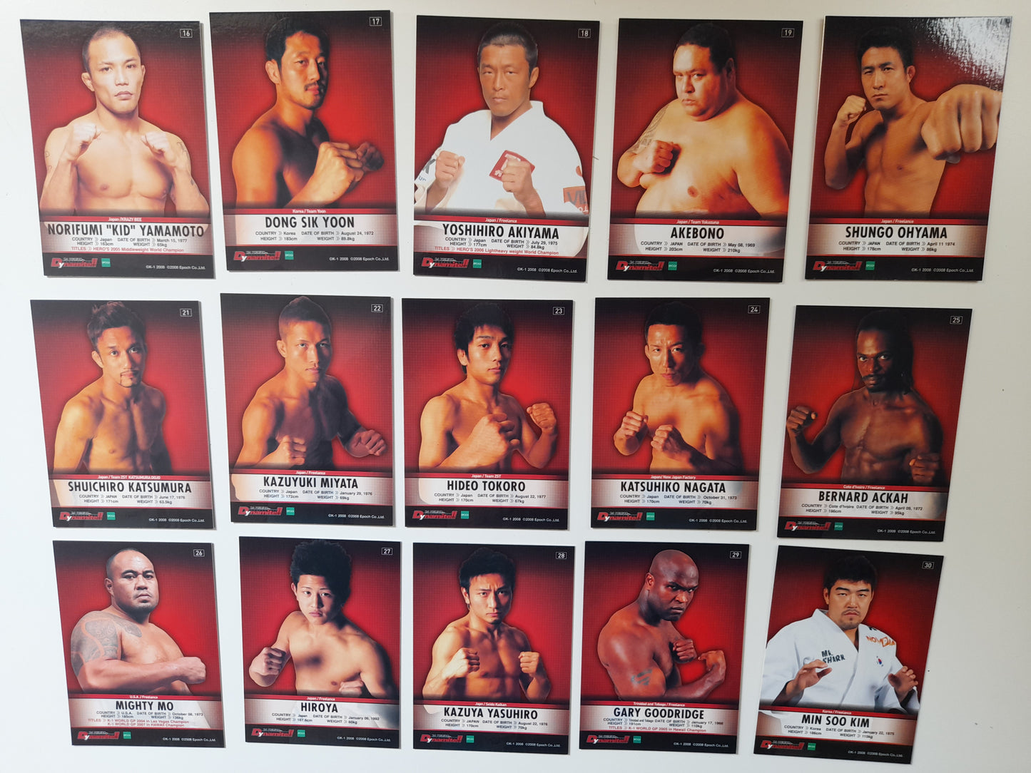 2008 Epoch K-1 Premium Dynamite Trading Cards - 42x Card Base Set