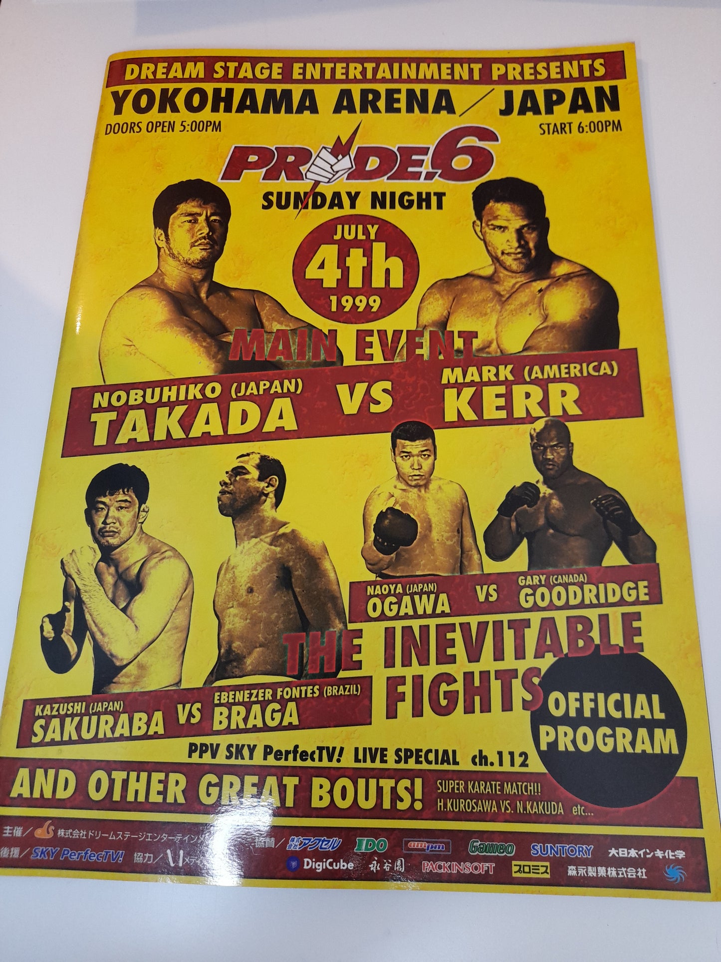 Pride FC 6 - Kerr Vs Takada (1999) - Official Event Program