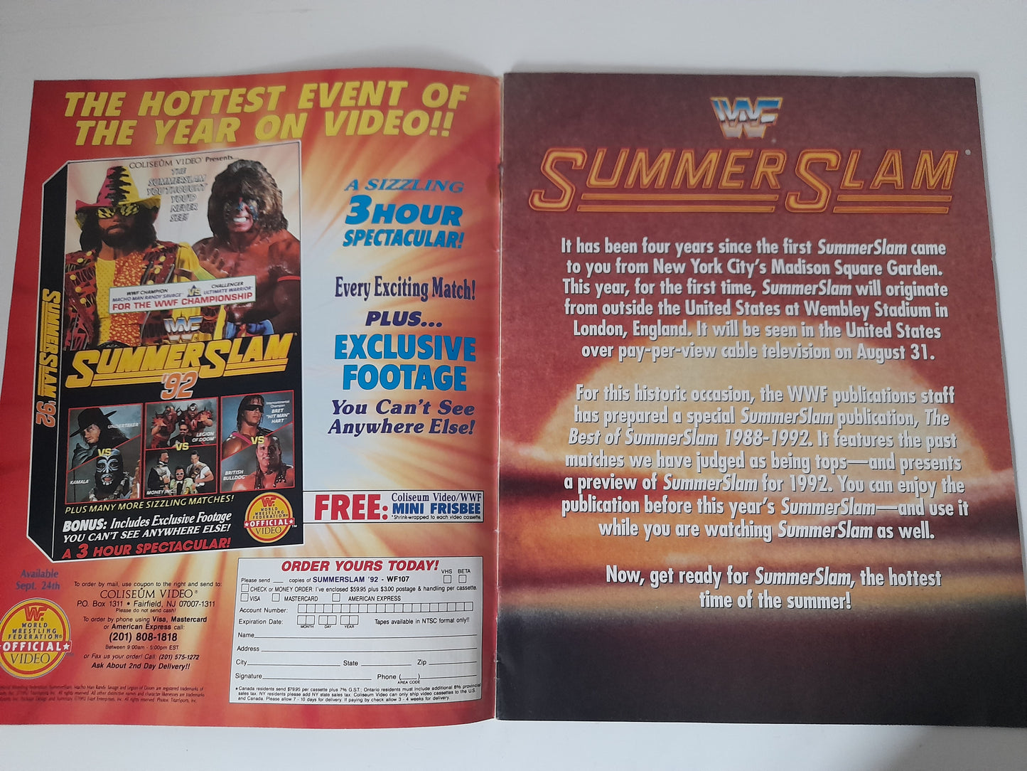 WWF Wrestling - SummerSlam 92 - Official Event Program (1992)