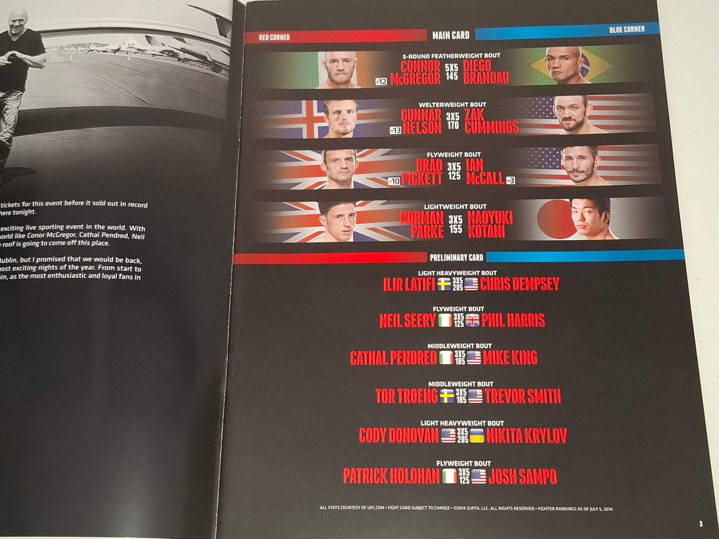 UFC Fight Night 46 (UK) - McGregor Vs Brandao - Official Event Program (2014)