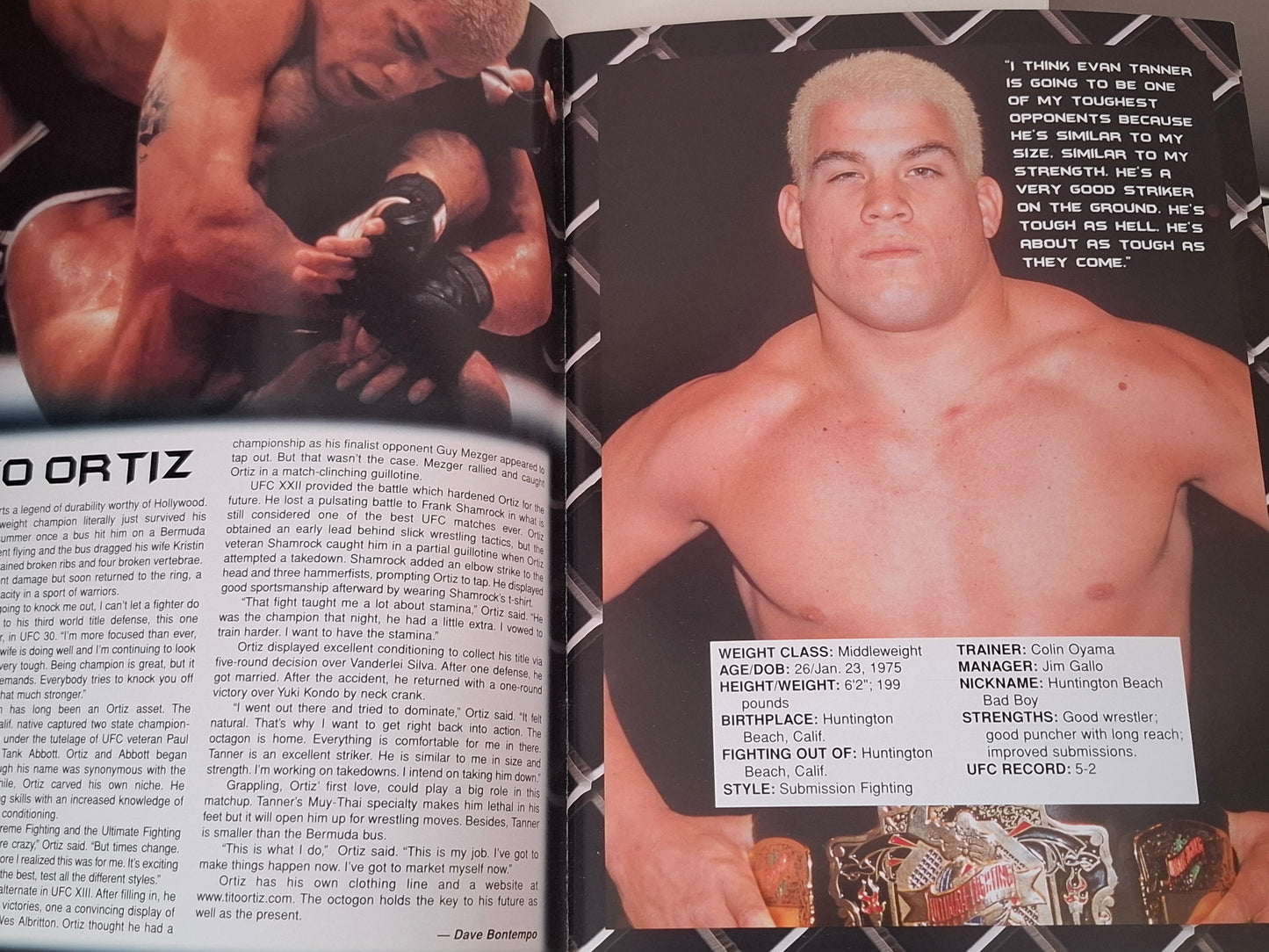 UFC 30: Battle on the Boardwalk - Tito Ortiz Vs Evan Tanner - Official Event Program (2001)