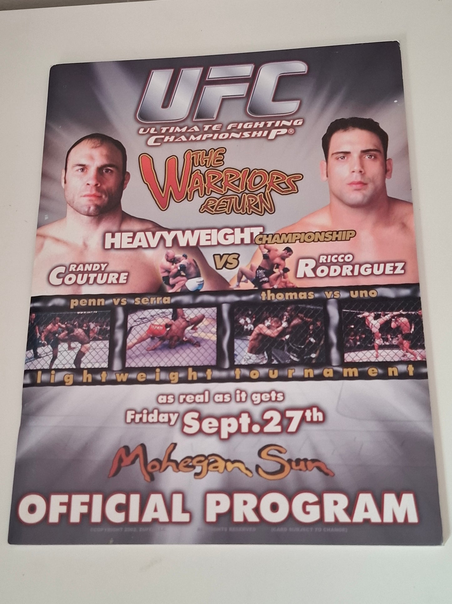 UFC 39: Warriors Collide - Randy Couture Vs Ricco Rodriguez - Official Event Program (2002)