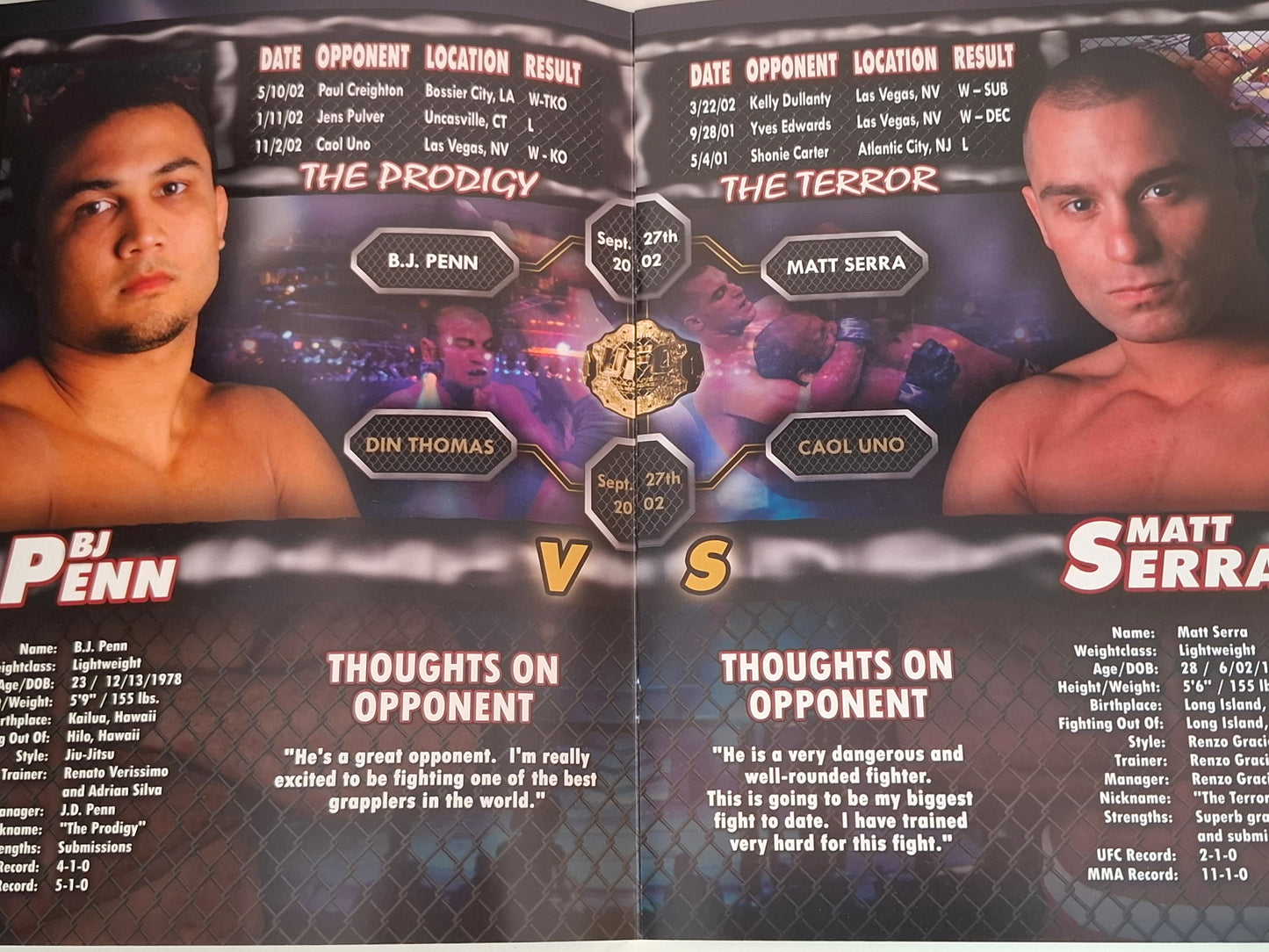 UFC 39: Warriors Collide - Randy Couture Vs Ricco Rodriguez - Official Event Program (2002)