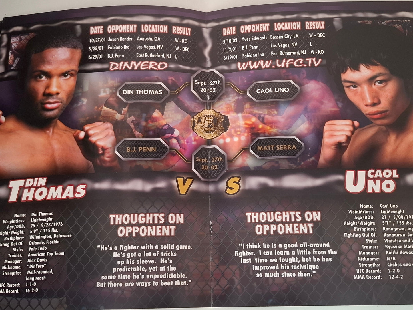 UFC 39: Warriors Collide - Randy Couture Vs Ricco Rodriguez - Official Event Program (2002)