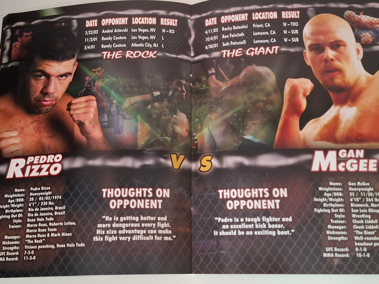 UFC 39: Warriors Collide - Randy Couture Vs Ricco Rodriguez - Official Event Program (2002)