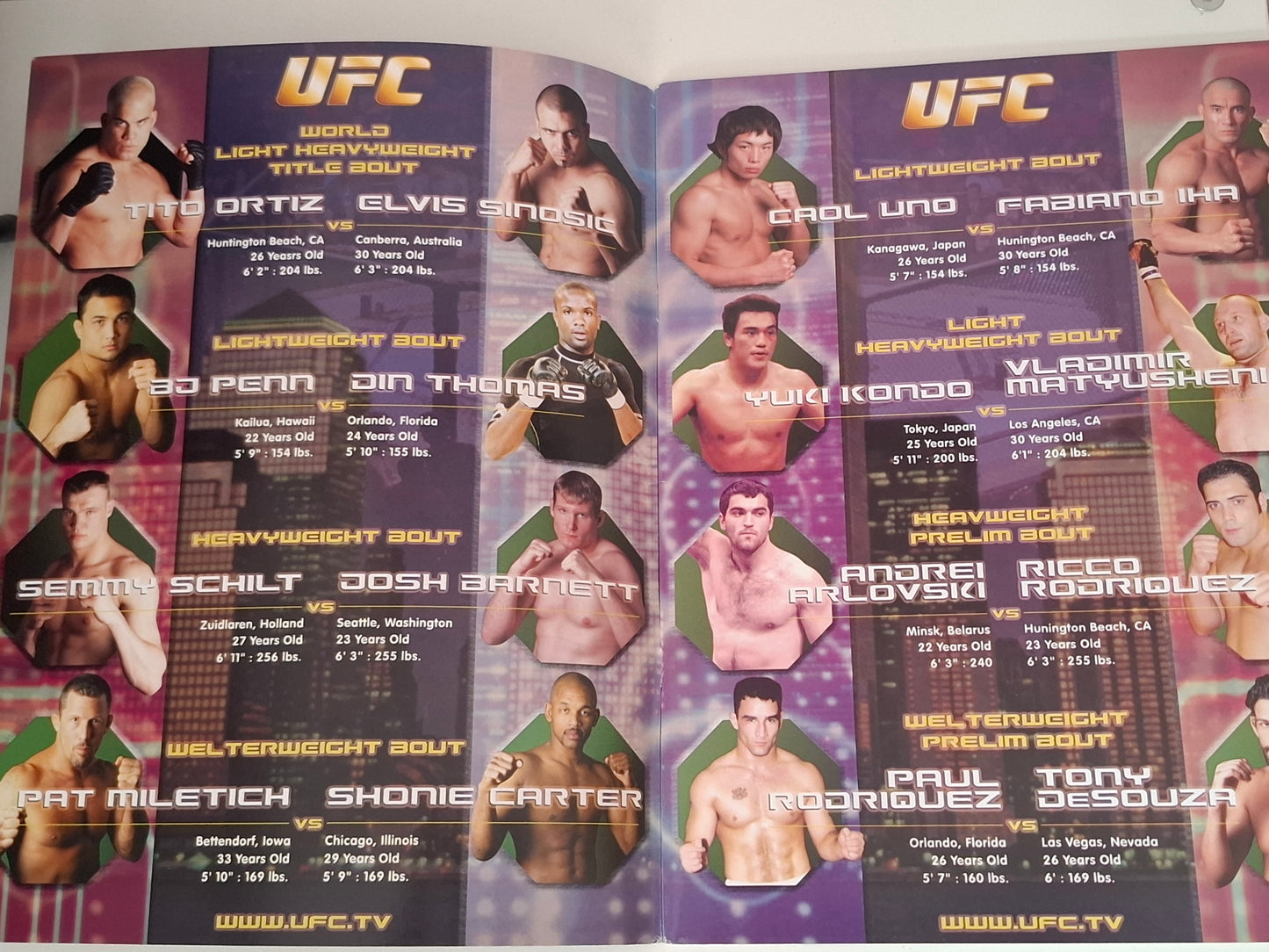 UFC 32: Showdown in the Meadowlands - Tito Ortiz Vs Elvis Sinosic - Official Event Program (2001)