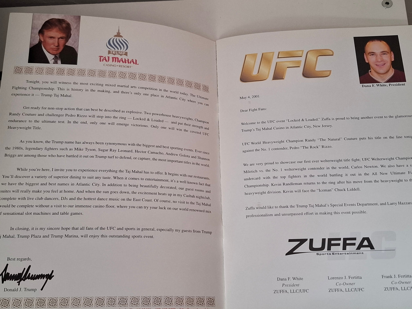 UFC 31: Locked & Loaded - Randy Couture Vs Pedro Rizzo - Official Event Program (2001)
