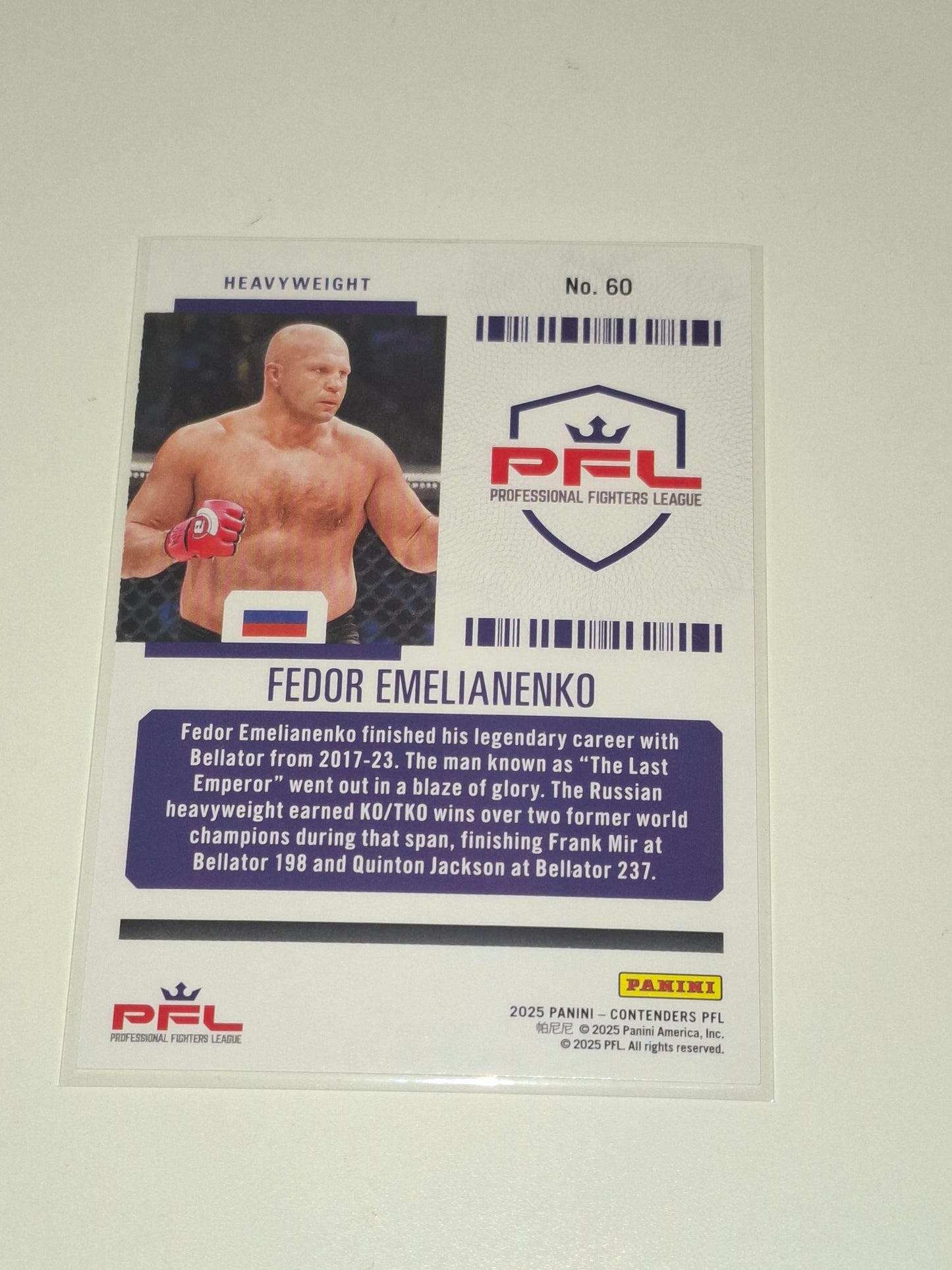 2025 Panini PFL Contenders Trading Card - Season Ticket Red /299 - #60 - Fedor Emelianenko