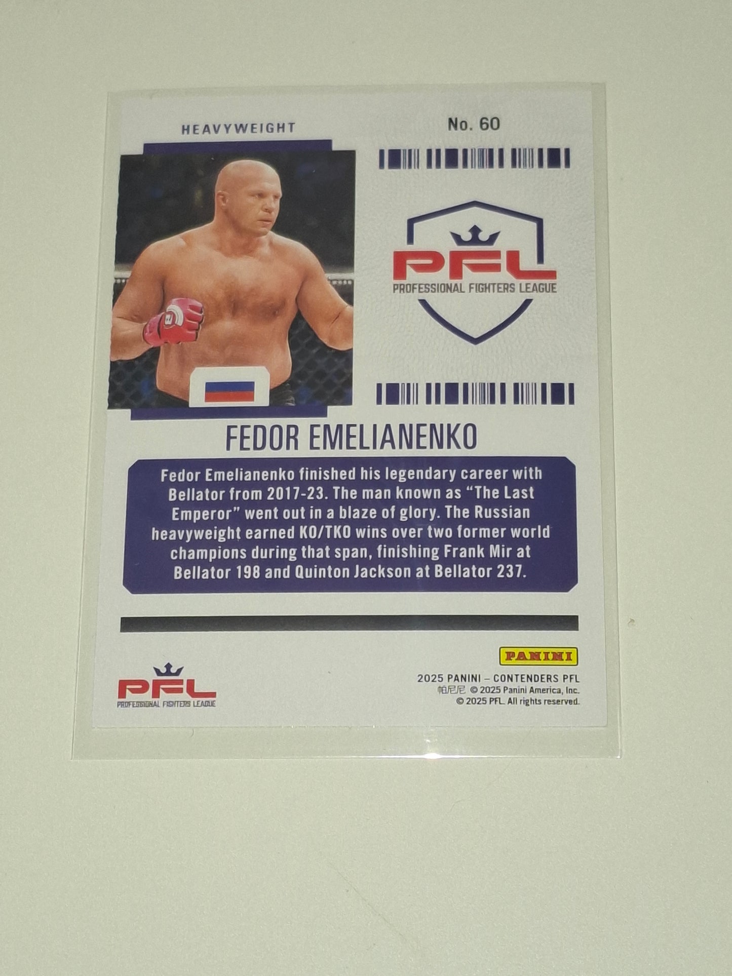 2025 Panini PFL Contenders Trading Card - Playoff Ticket /199 - #60 - Fedor Emelianenko