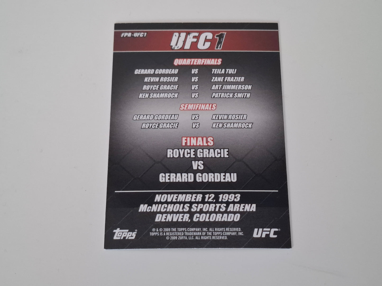 UFC 1 - Official Trading Card - #FPR-UFC1 - Topps UFC Fight Poster Review (2009)