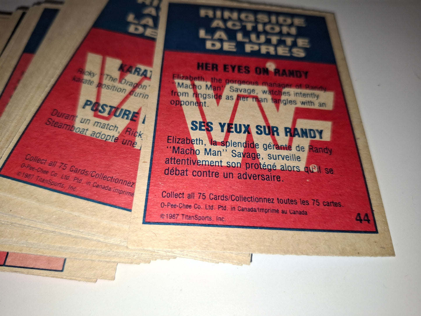 1987 Topps WWF Official Trading Card Set (O-Pee-Chee Version) - 75x Card Base Set