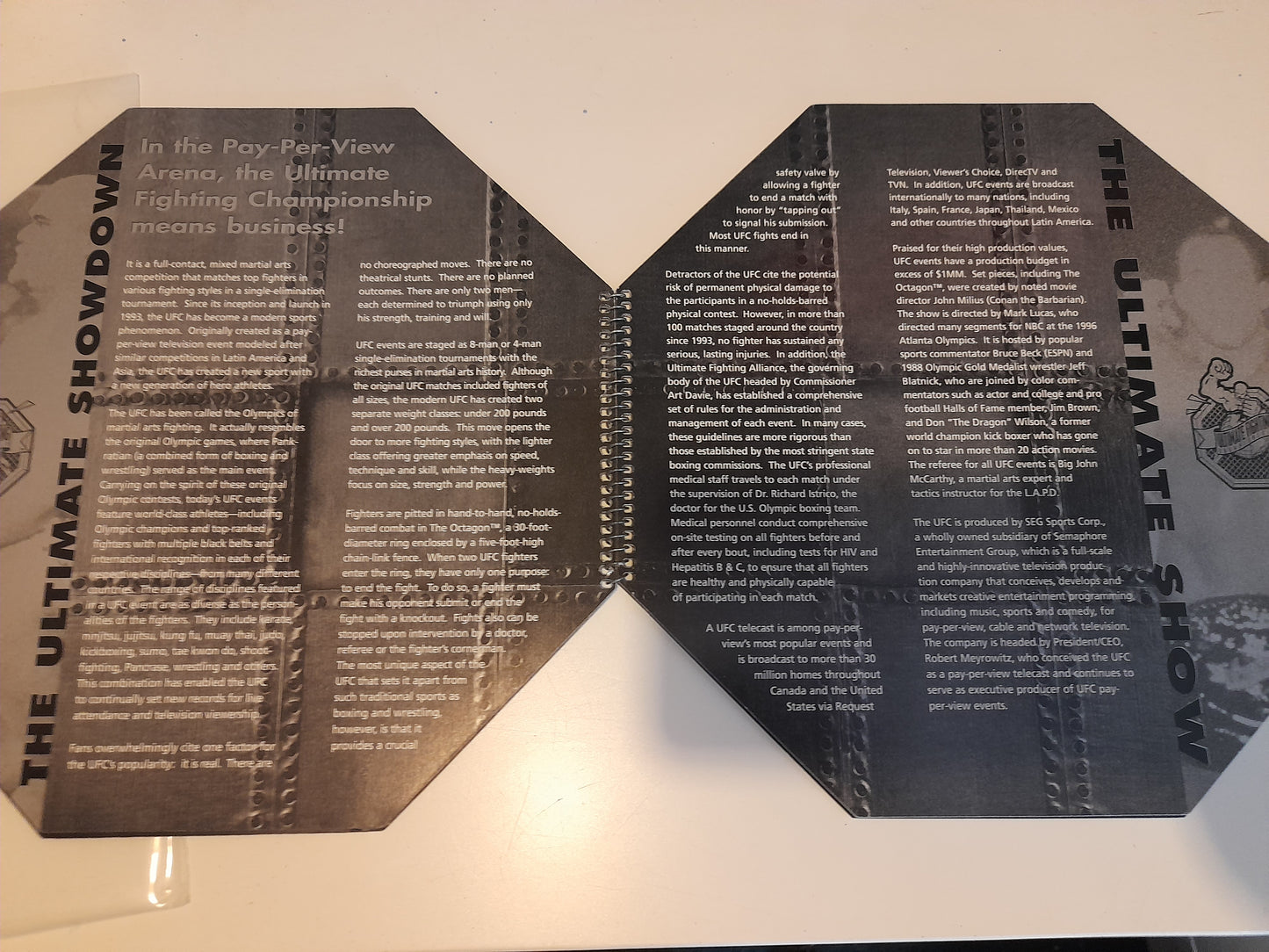 Vintage UFC Ultimate Fighting Championship SEG Promotional Booklet (1996)