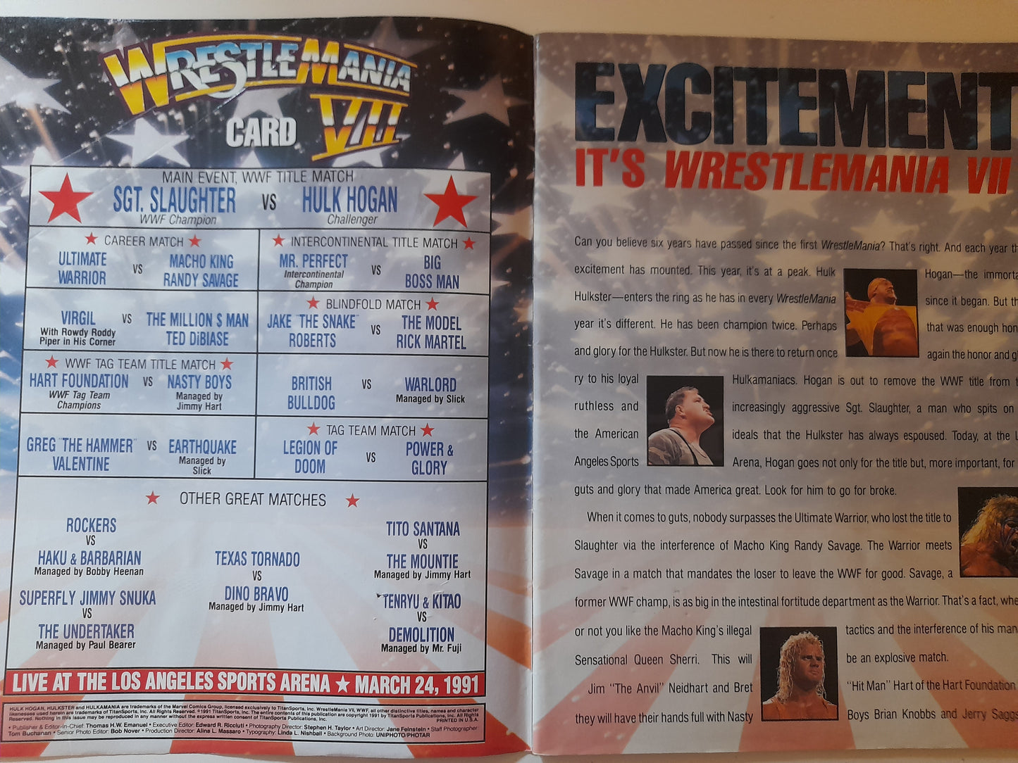 WWF Wrestling - Wrestlemania 7 - Official Event Program (1991)