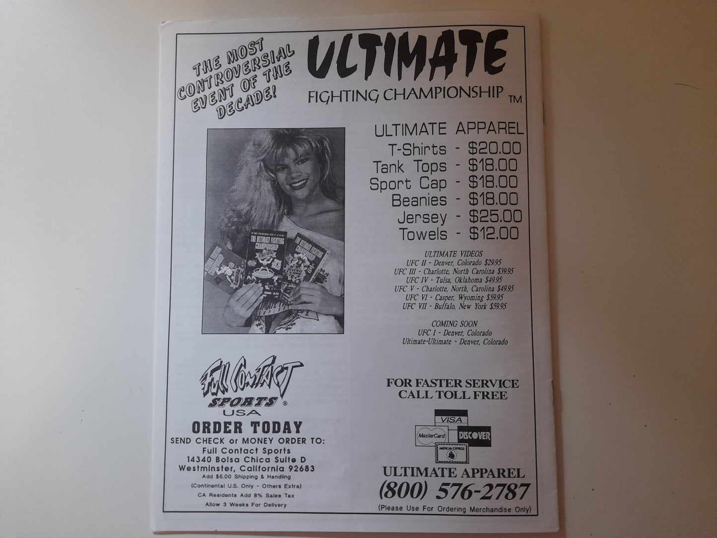 UFC X: The Tournament - Coleman Vs Frye - Official Event Program (1996)