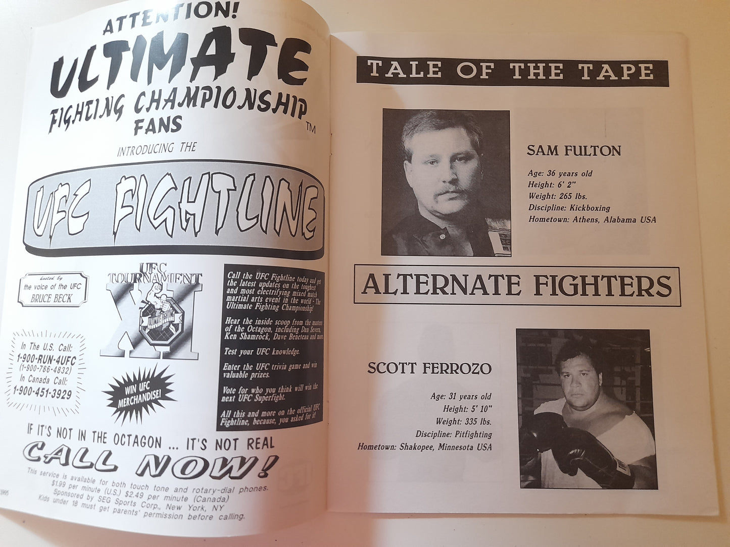 UFC 11: The Proving Ground - Coleman Vs Ferrozzo - Official Event Program (1996)