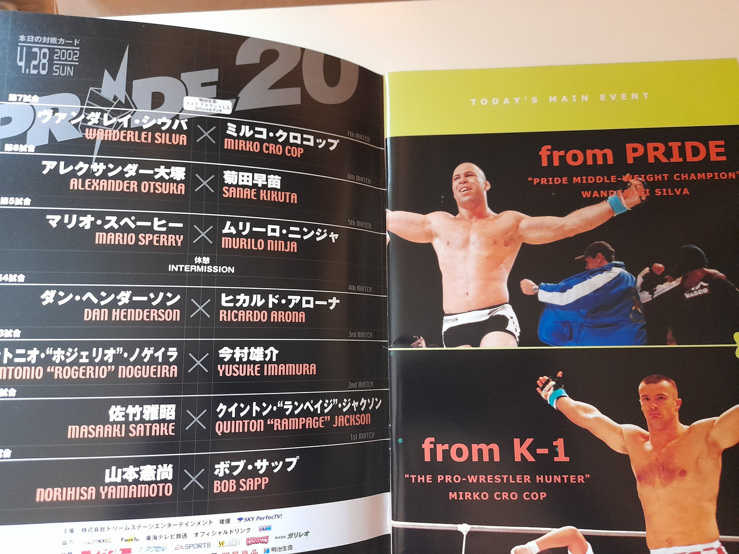 Pride FC 20 Armed & Ready - Mirko Crocop Vs Wanderlei Silva (2002) Official Event Program