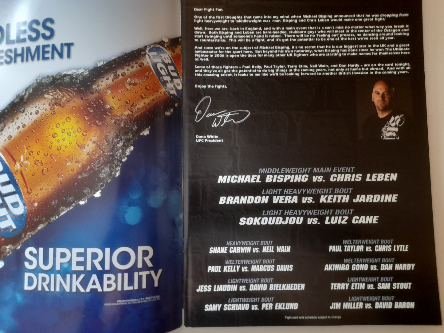 UFC 89 (UK) - Bisping Vs Leben - Official Event Program (2008)