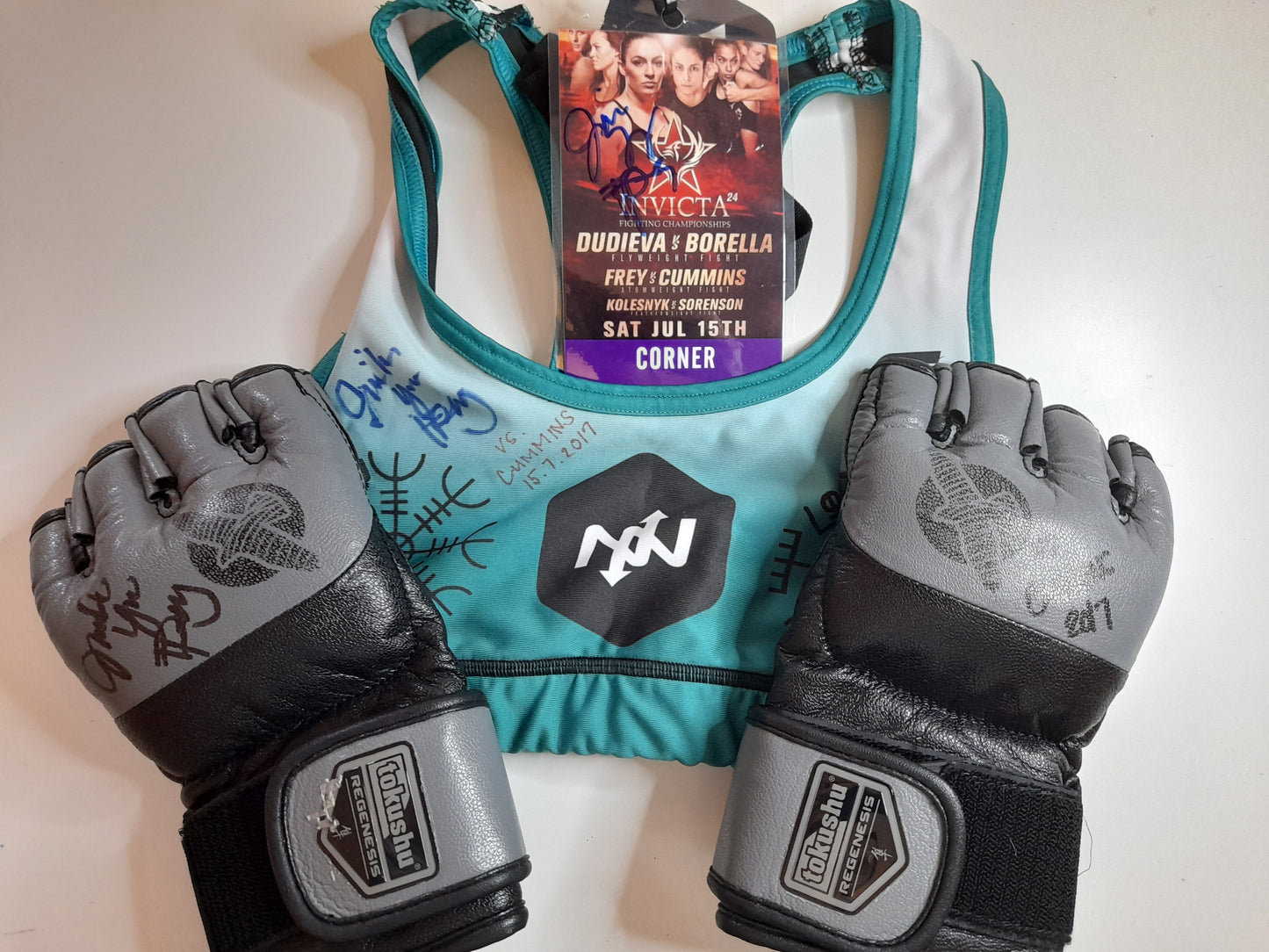 Jinh Yu Frey - Autographed & Inscribed Fight Worn Kit - Invicta FC 24 Vs Cummins [FIGHT WORN]