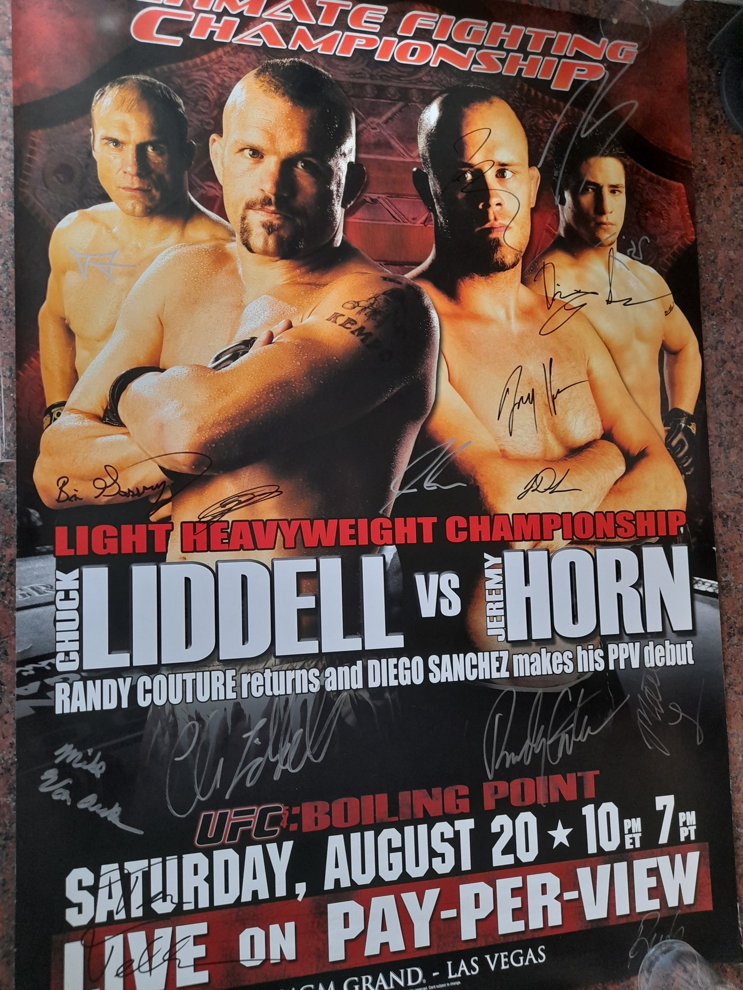 UFC 54: Boiling Point - Liddell Vs Horn - Official Signed by Card Event Poster - Full Size 27x39 [AUTOGRAPHED]