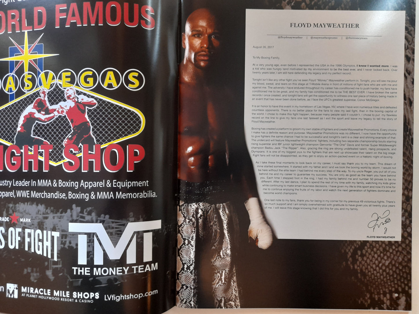 Floyd Mayweather Vs Conor McGregor - Official Boxing Event Program (2017)