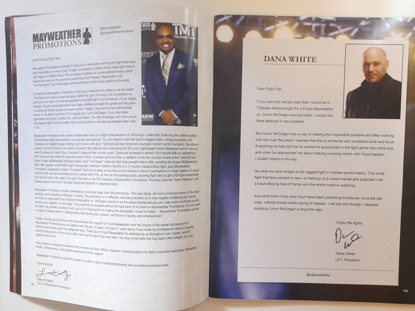 Floyd Mayweather Vs Conor McGregor - Official Boxing Event Program (2017)