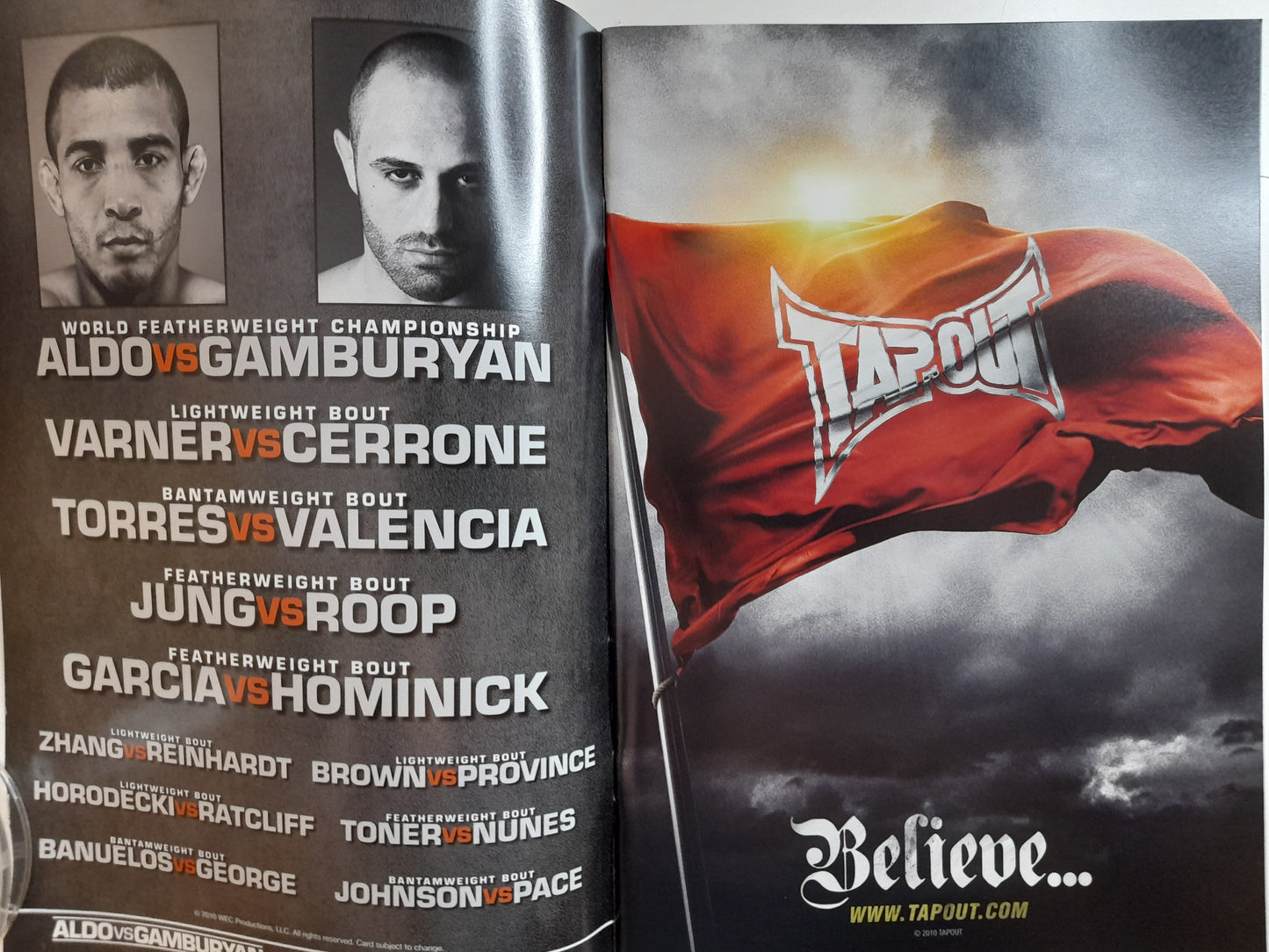WEC 51 - Aldo Vs Gamburyan - Official Event Program (2010)