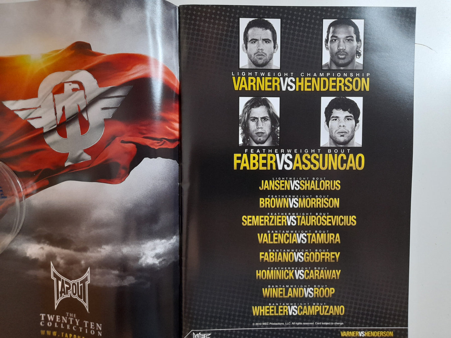 WEC 46 - Varner Vs Henderson - Official Event Program (2010) [AUTOGRAPHED]
