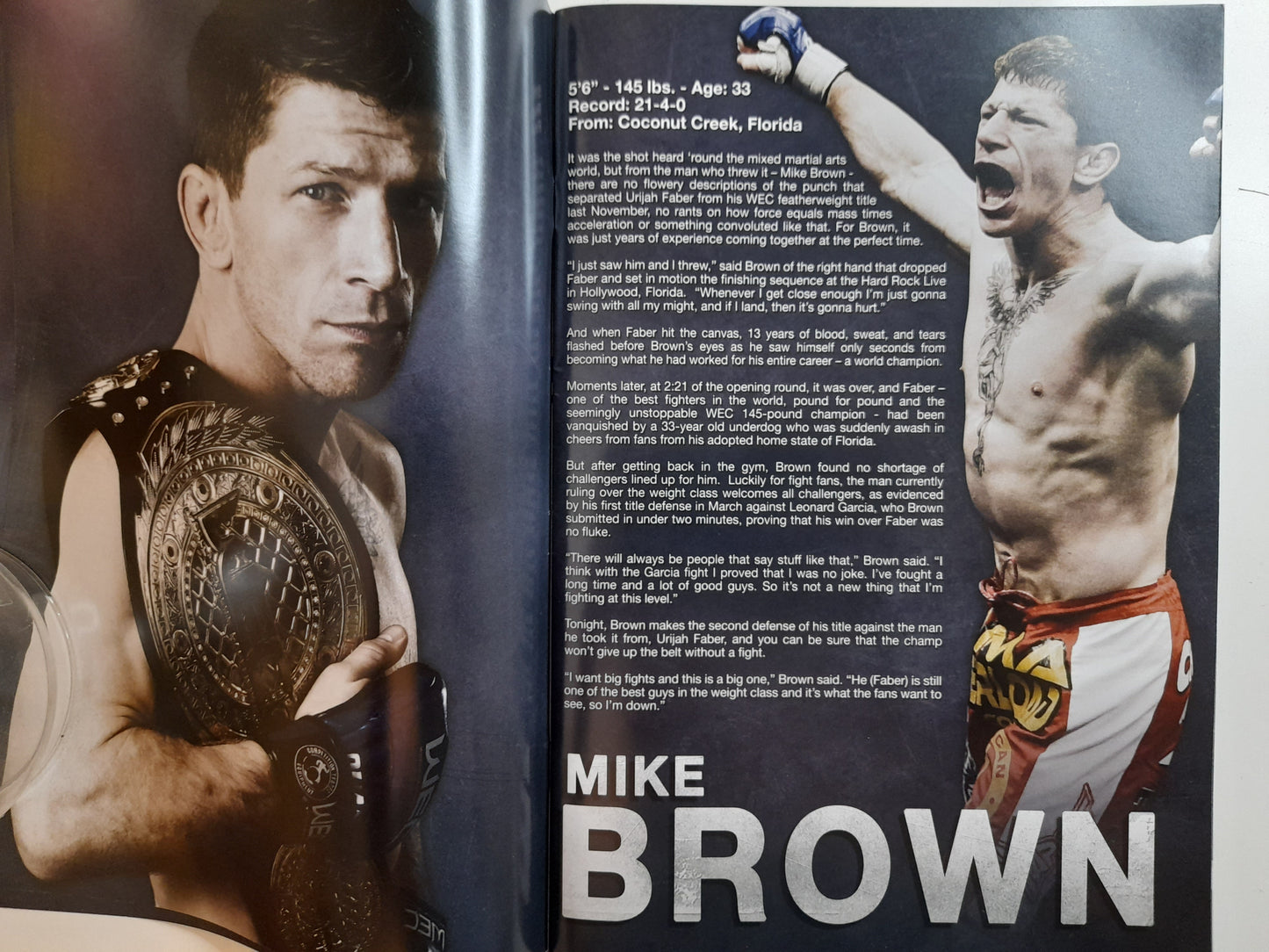 WEC 41 - Brown Vs Faber 2 - Official Event Program (2009) [AUTOGRAPHED]