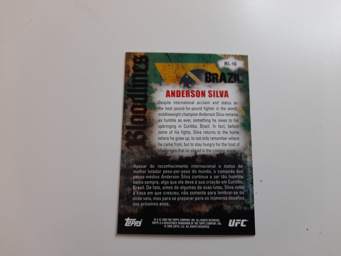 Anderson "The Spider" Silva - Official Trading Card - #BL-16 - Topps UFC Bloodlines (2009)
