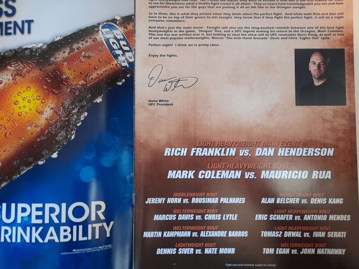 UFC 93 (IRE) - Franklin Vs Henderson - Official Event Program (2009)