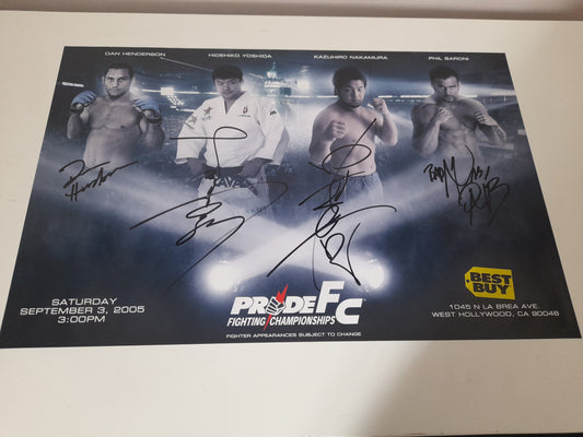 Pride Fighting Championship USA 4x Fighter Signed 11x17 Promo Poster [AUTOGRAPHED]