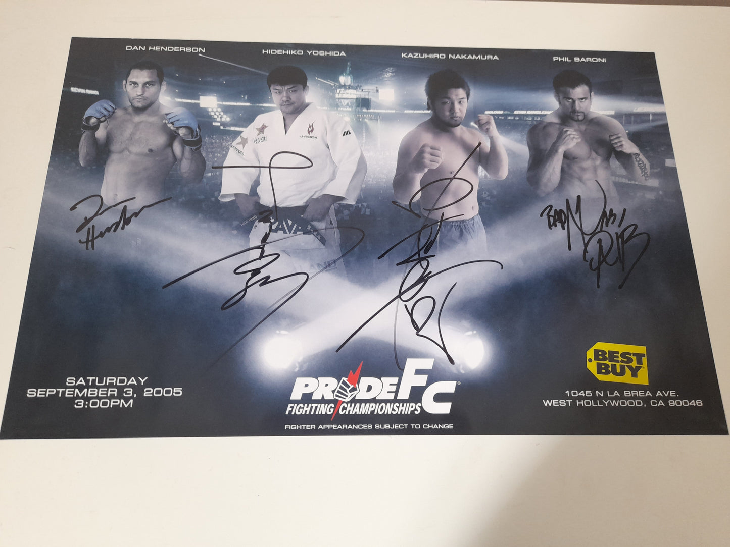 Pride Fighting Championship USA 4x Fighter Signed 11x17 Promo Poster [AUTOGRAPHED]