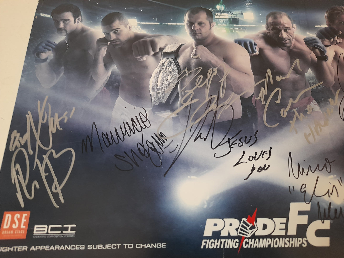 Pride Fighting Championship USA 7x Fighter Signed 11x17 Promo Poster [AUTOGRAPHED]
