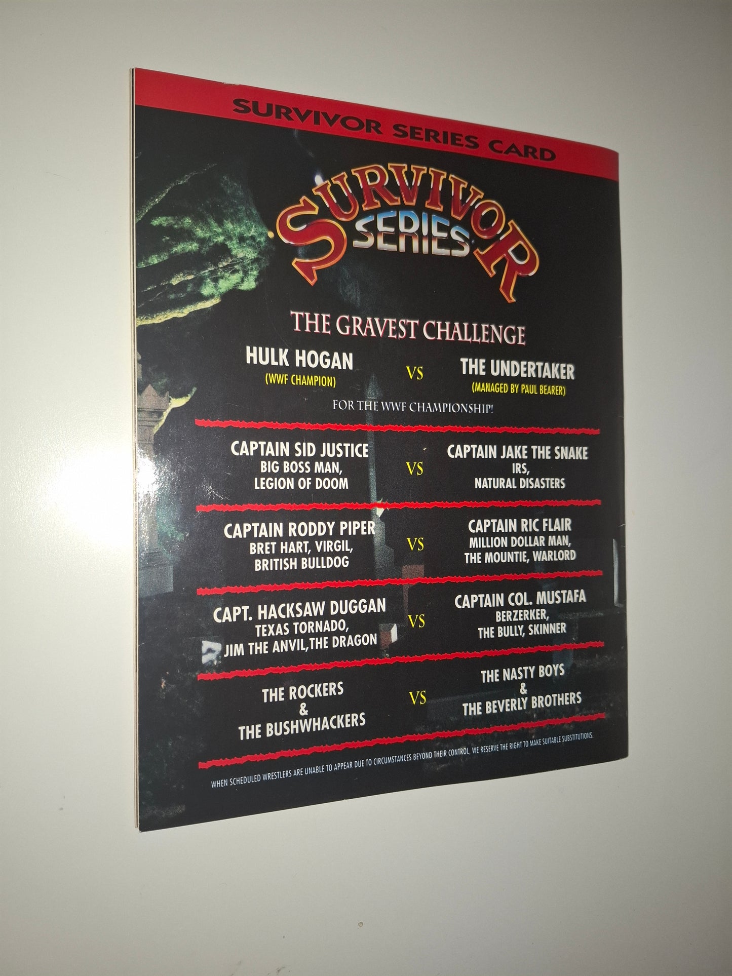 WWF Wrestling - Survivor Series 91 - Official Event Program (1991)
