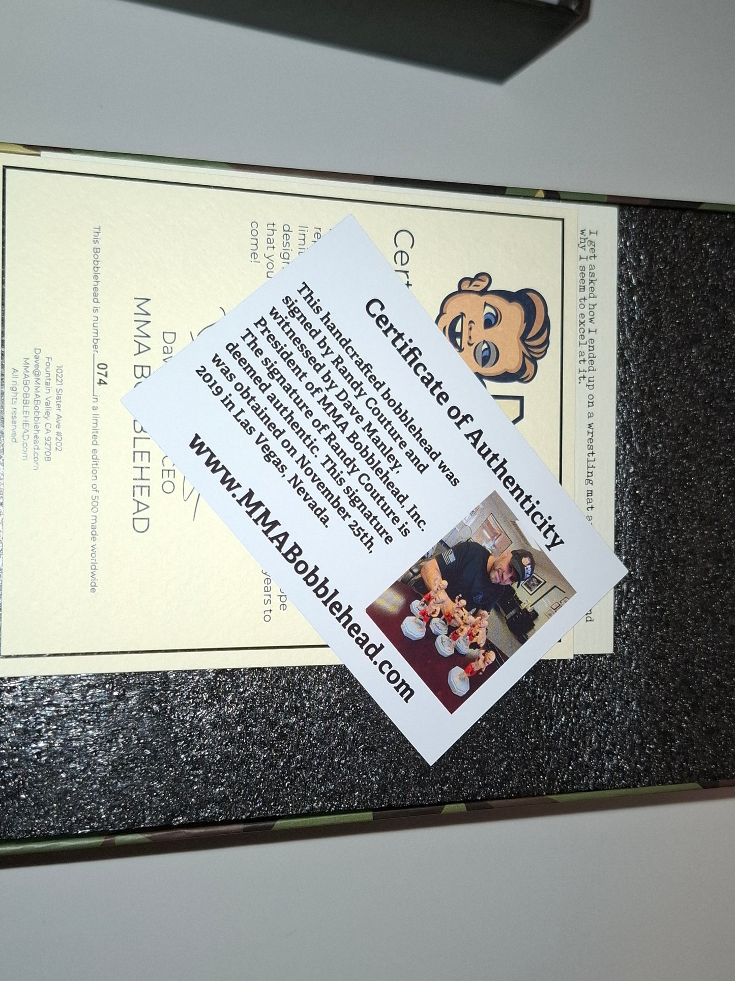 Randy "The Natural" Couture - Limited Edition - Hand Painted Boxed Bobblehead (NEW) [AUTOGRAPHED]