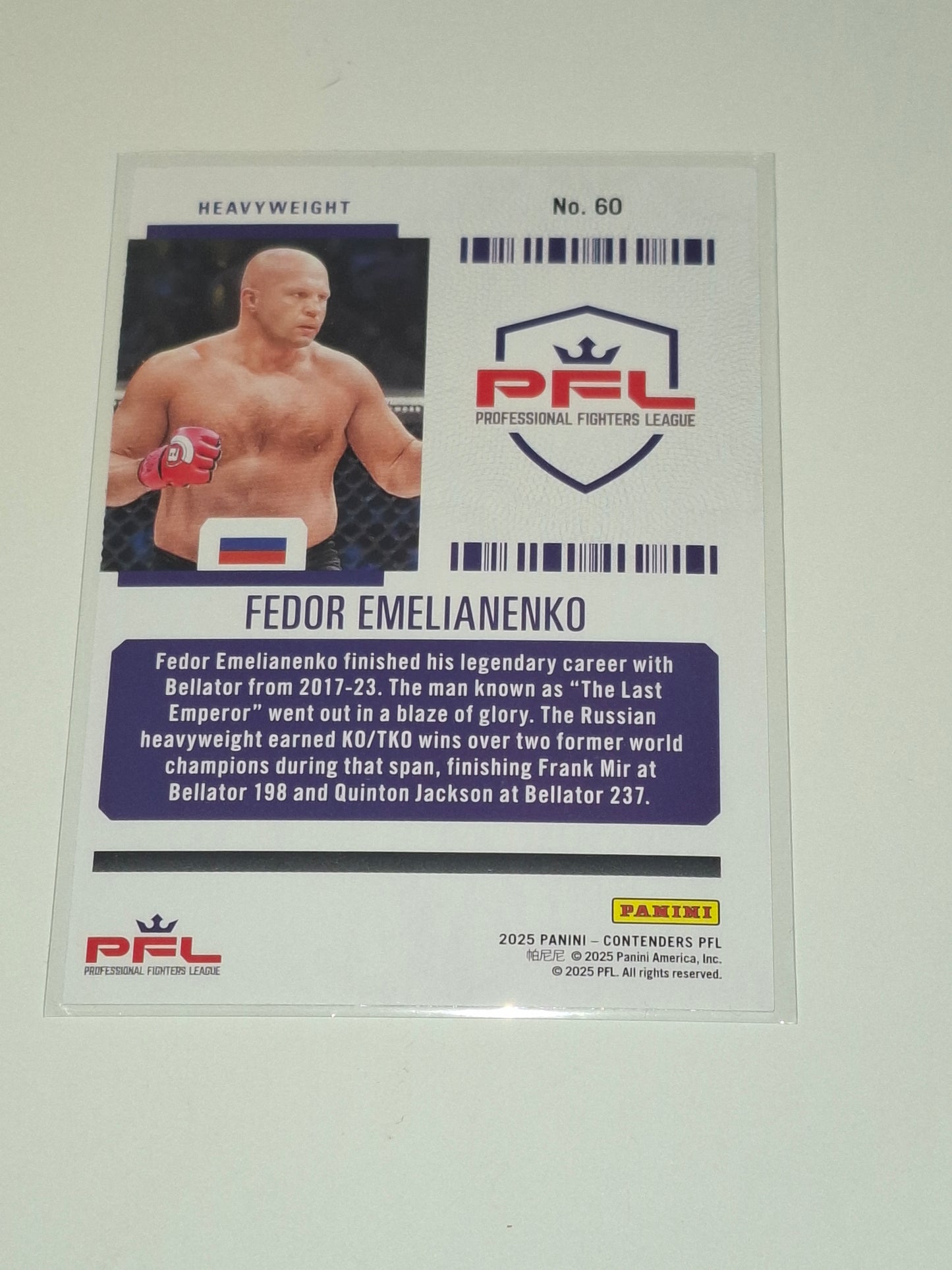 2025 Panini PFL Contenders Trading Card - Main Card Ticket /99 - #60 - Fedor Emelianenko