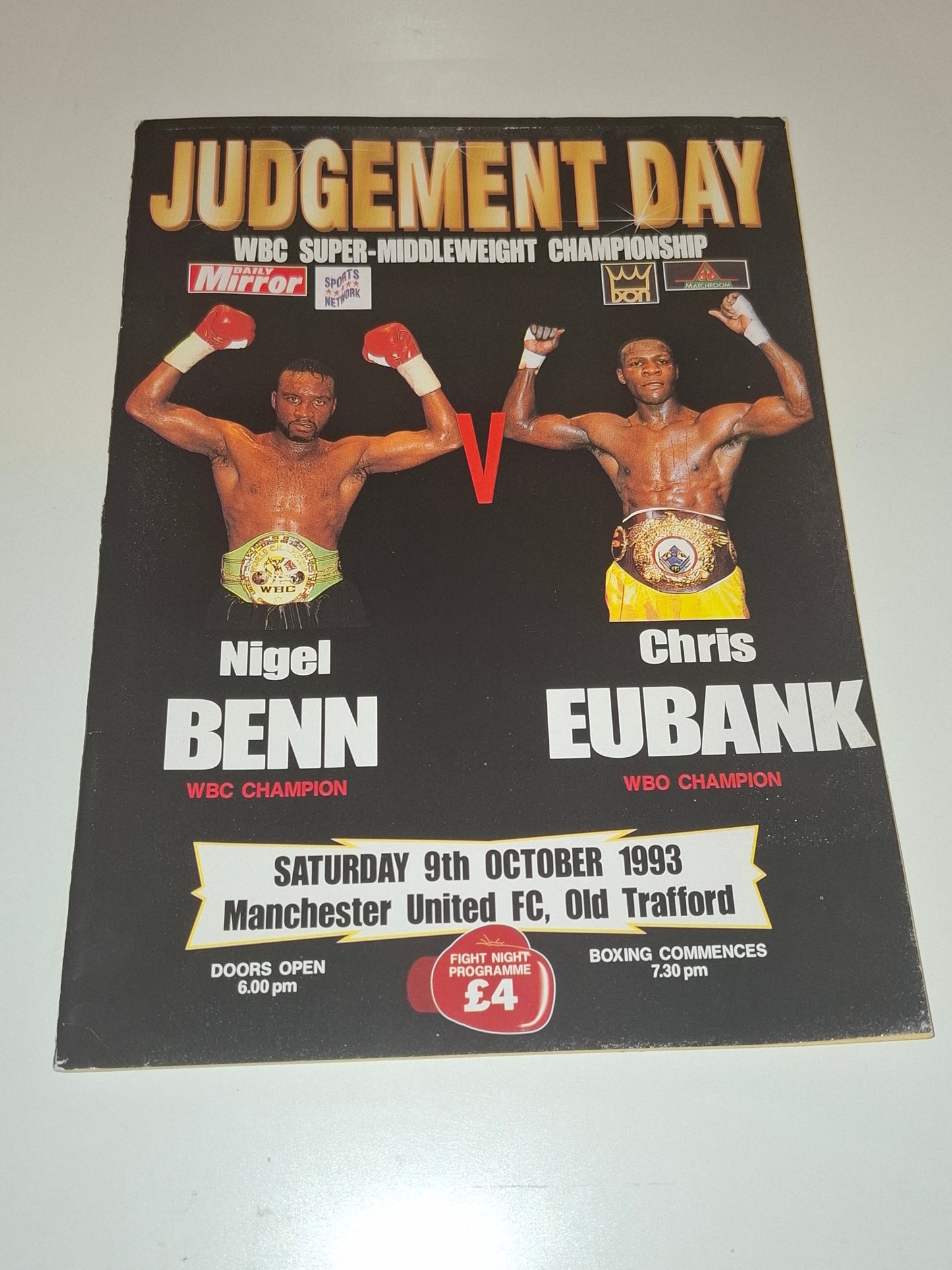 Nigel Benn Vs Chris Eubank 2 "Judgement Day" - Official Boxing Event Program (1993)