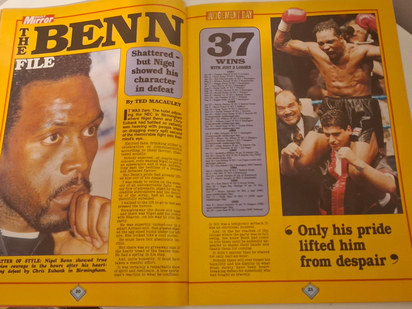 Nigel Benn Vs Chris Eubank 2 "Judgement Day" - Official Boxing Event Program (1993)