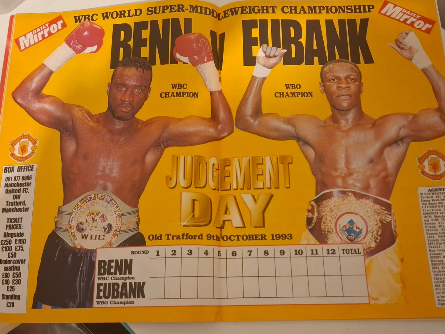 Nigel Benn Vs Chris Eubank 2 "Judgement Day" - Official Boxing Event Program (1993)